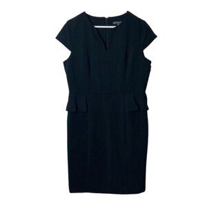 Adrianna Papell solid black peplum sheath dress womens 14 NWT